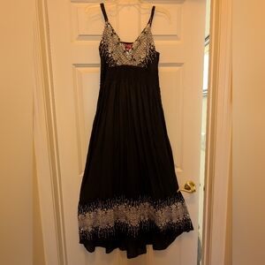 PINK Apple Black Maxi Dress with Embroidery and Silver Sequins